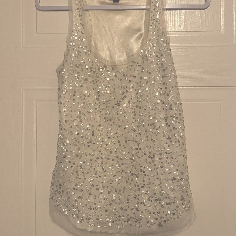 American eagle white/cream sequin tank